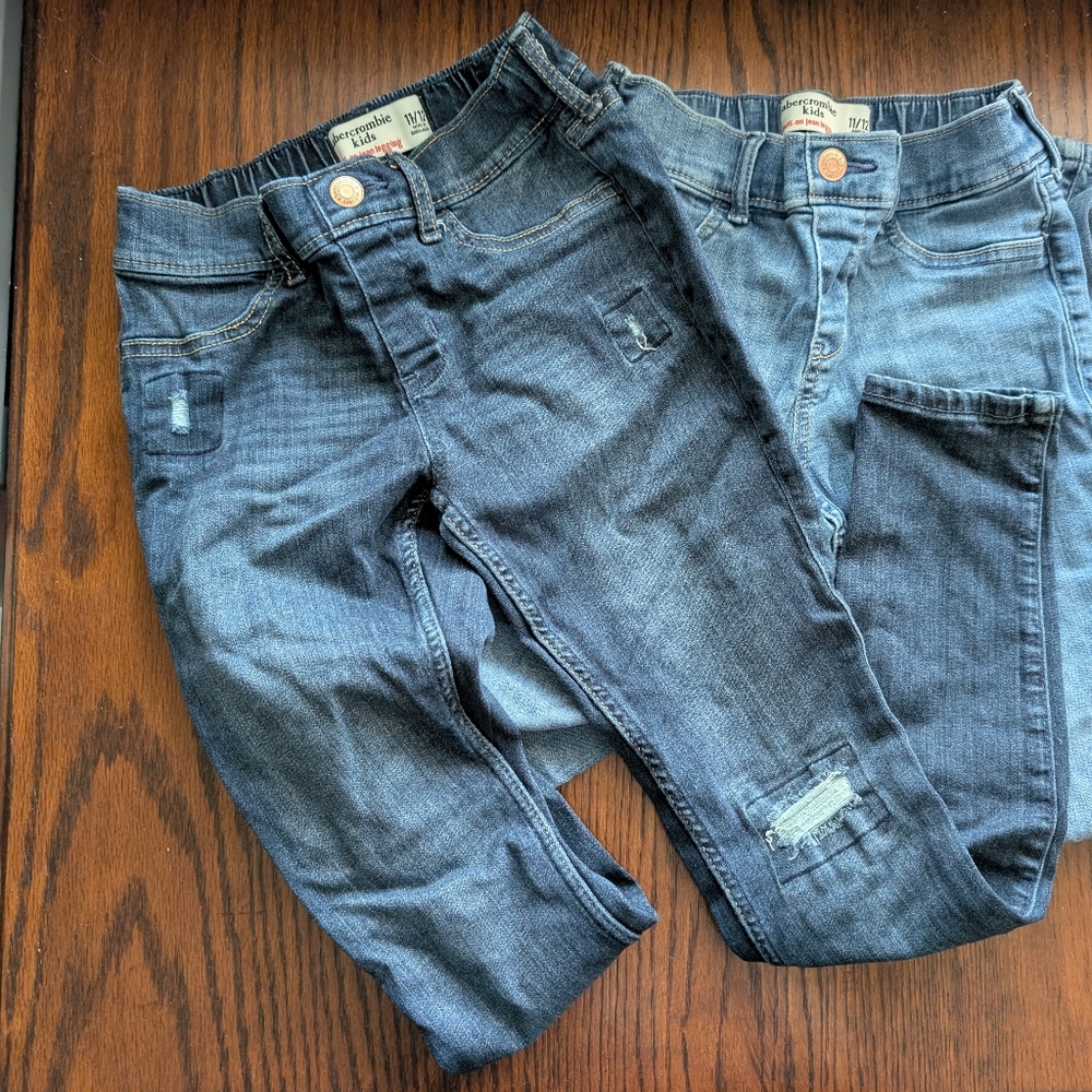 Abercrombie Kids 2 Pull On Skinny Jeans Jeggings 11/12 Bundle